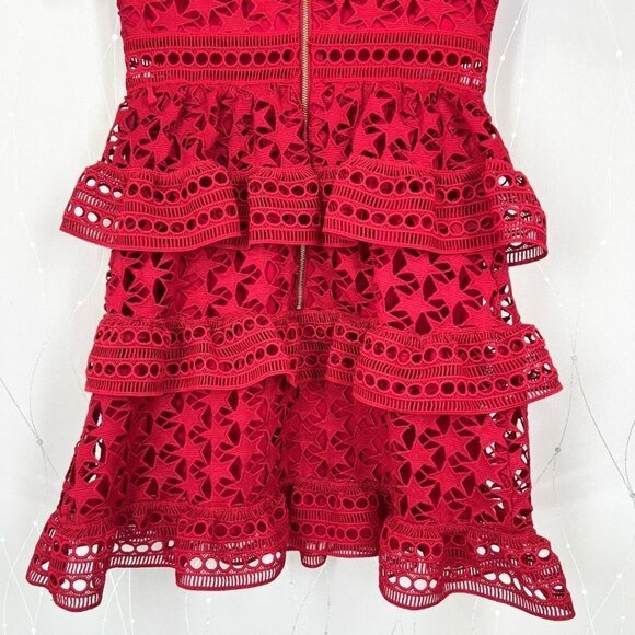 Self-Portrait High Neck Star Lace Red Dress $435 - Picture 11 of 12